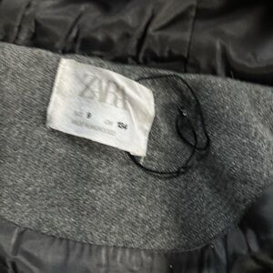 Zara Charcoal and Black Coat with Fur Trim